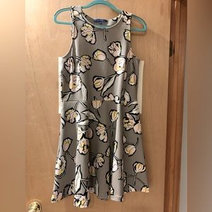 Grey dress with pink/yellow floral print